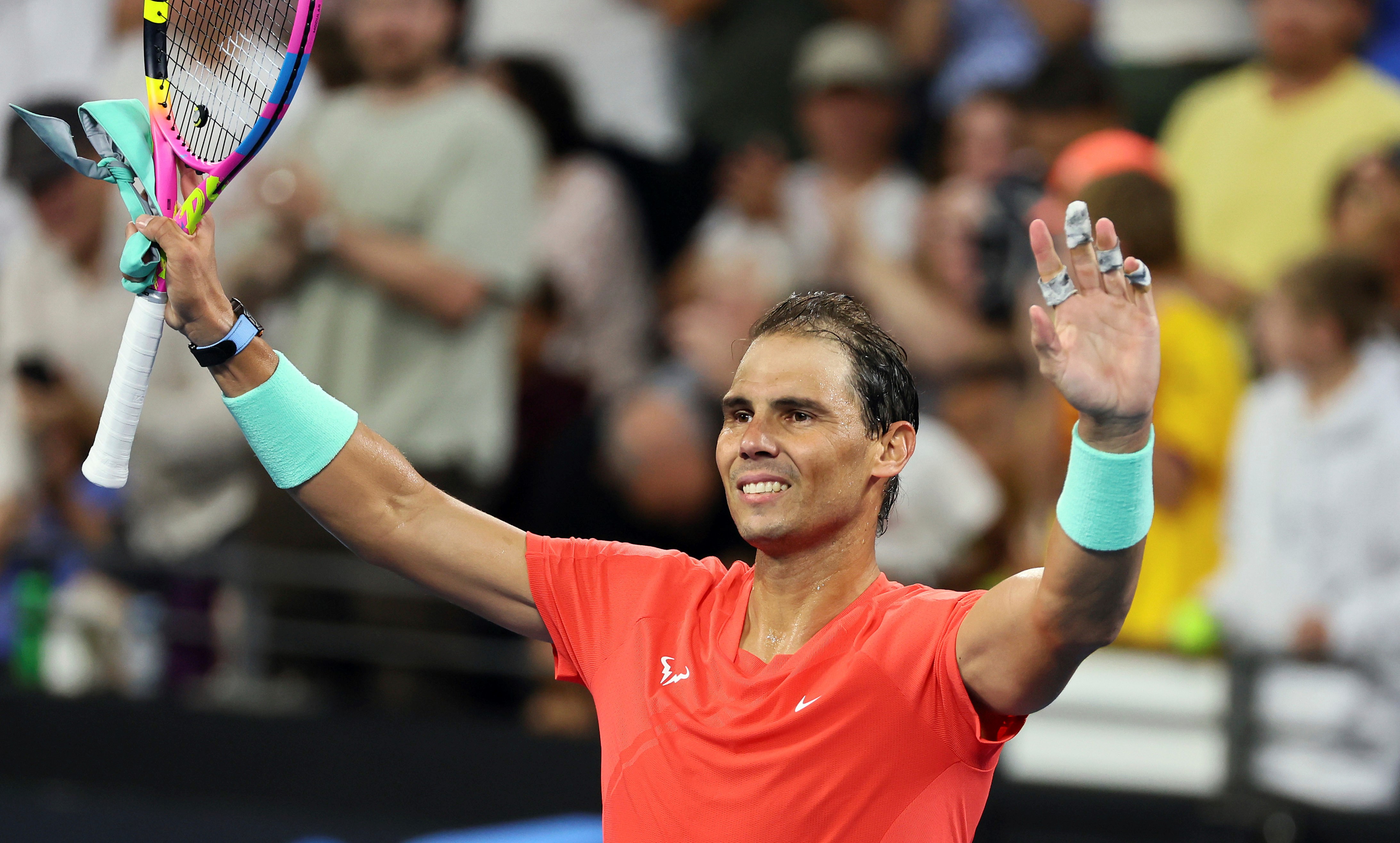 Nadal returns with a win in Brisbane in first competitive singles match in a year